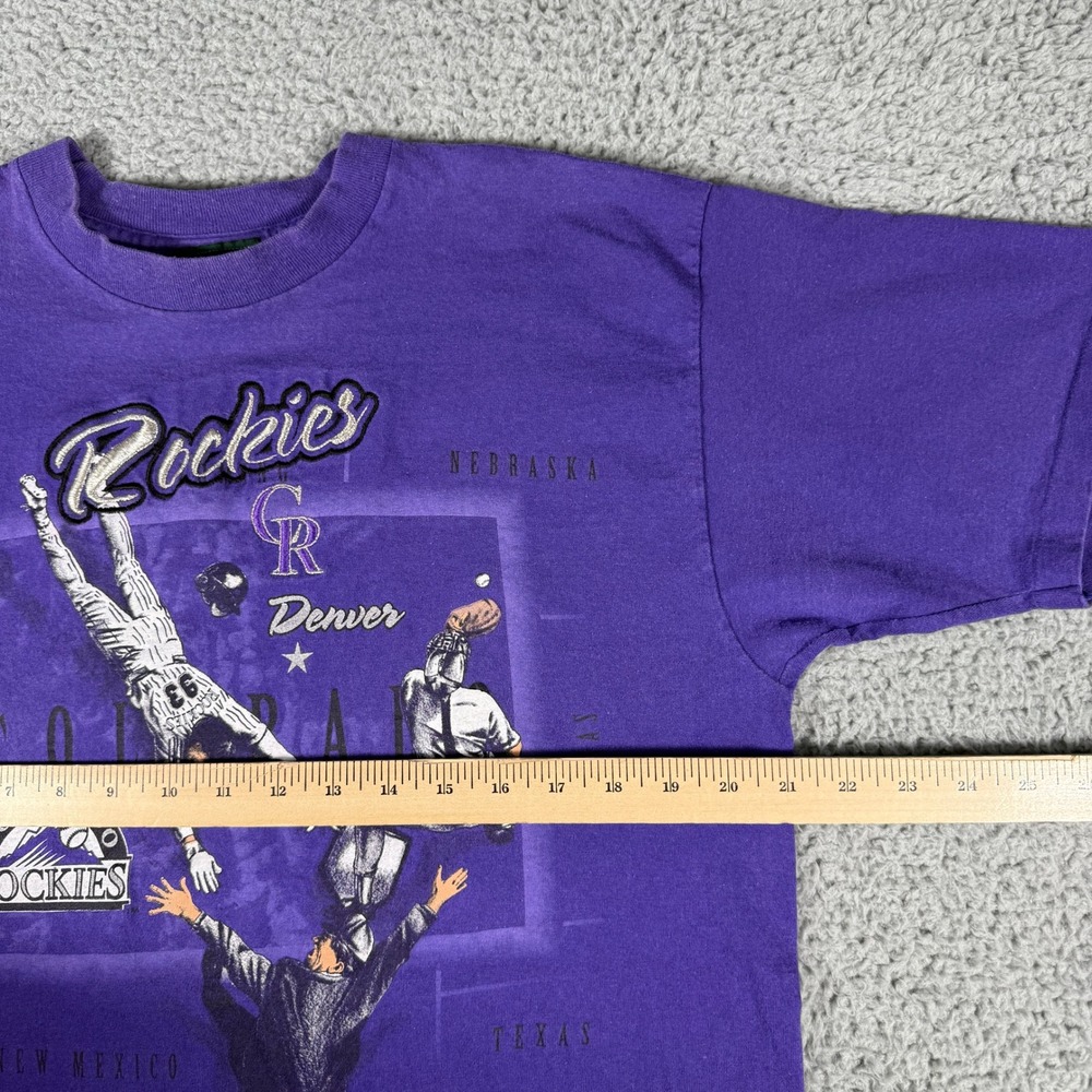 Vintage Colorado Rockies T-Shirt Mens XL Purple 90s MLB Baseball USA - Picture 6 of 10
